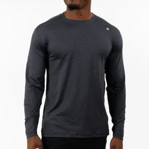 Blitz Tech Long Sleeve Tee | Heather - Charcoal Grey/Midnight Black