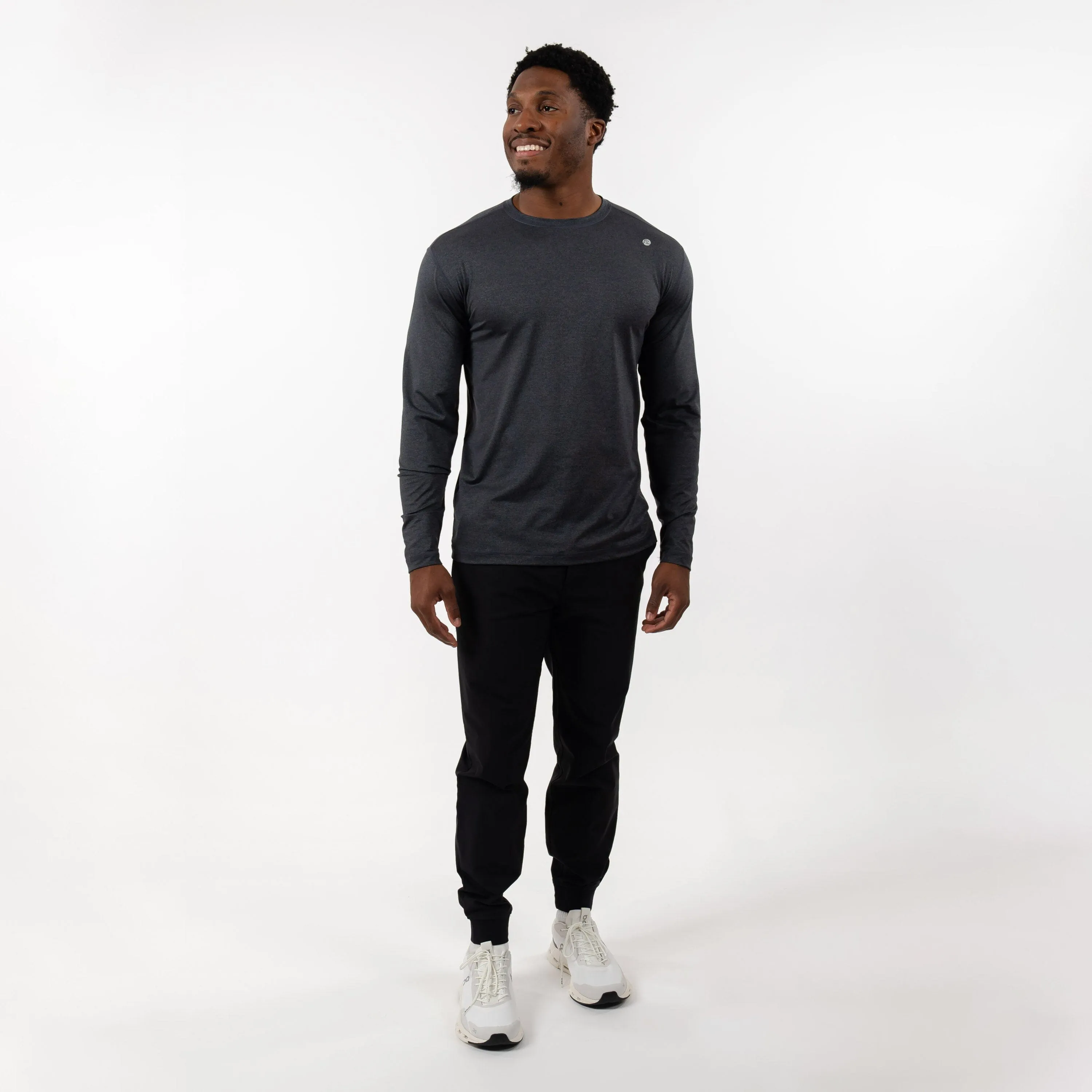 Blitz Tech Long Sleeve Tee | Heather - Charcoal Grey/Midnight Black