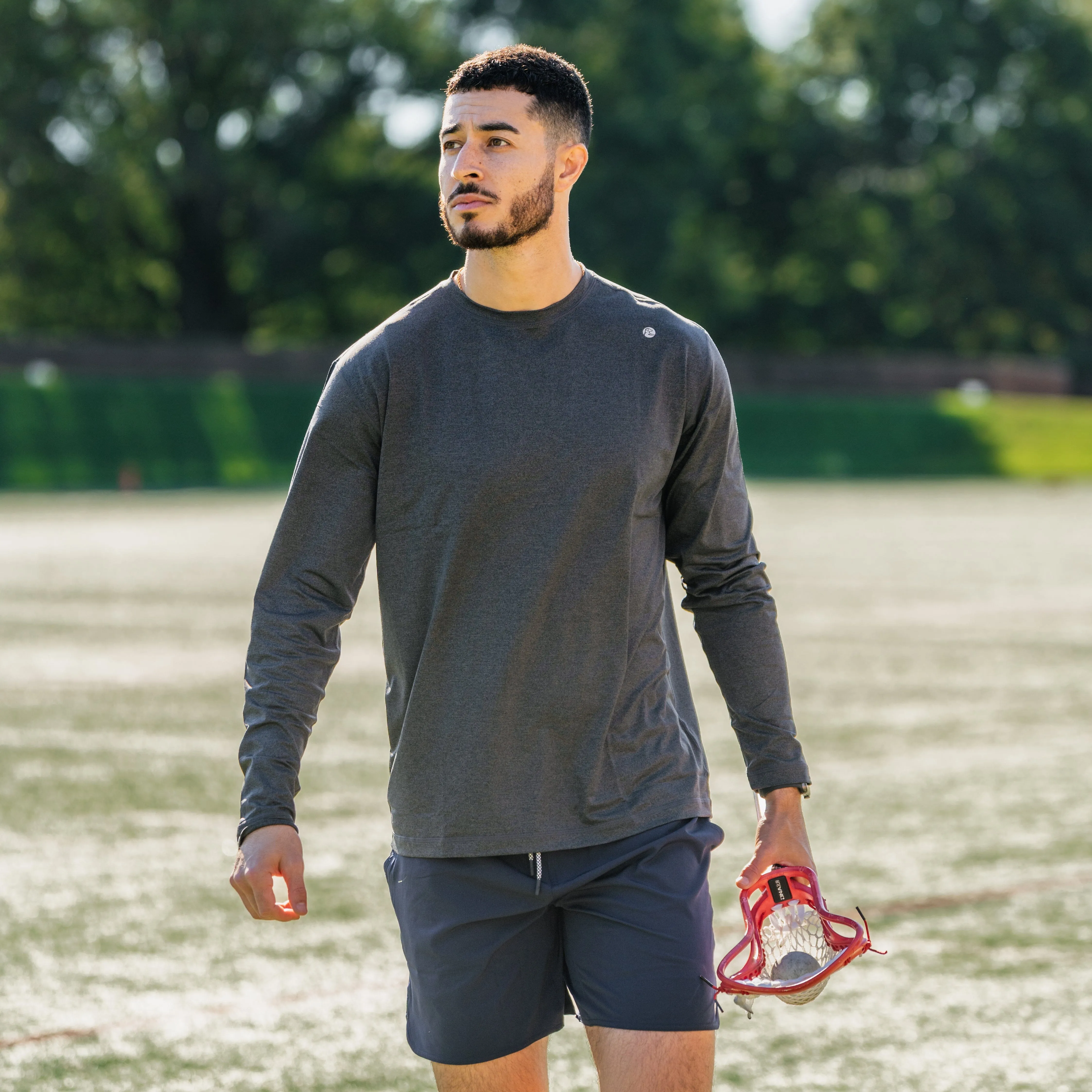 Blitz Tech Long Sleeve Tee | Heather - Charcoal Grey/Midnight Black