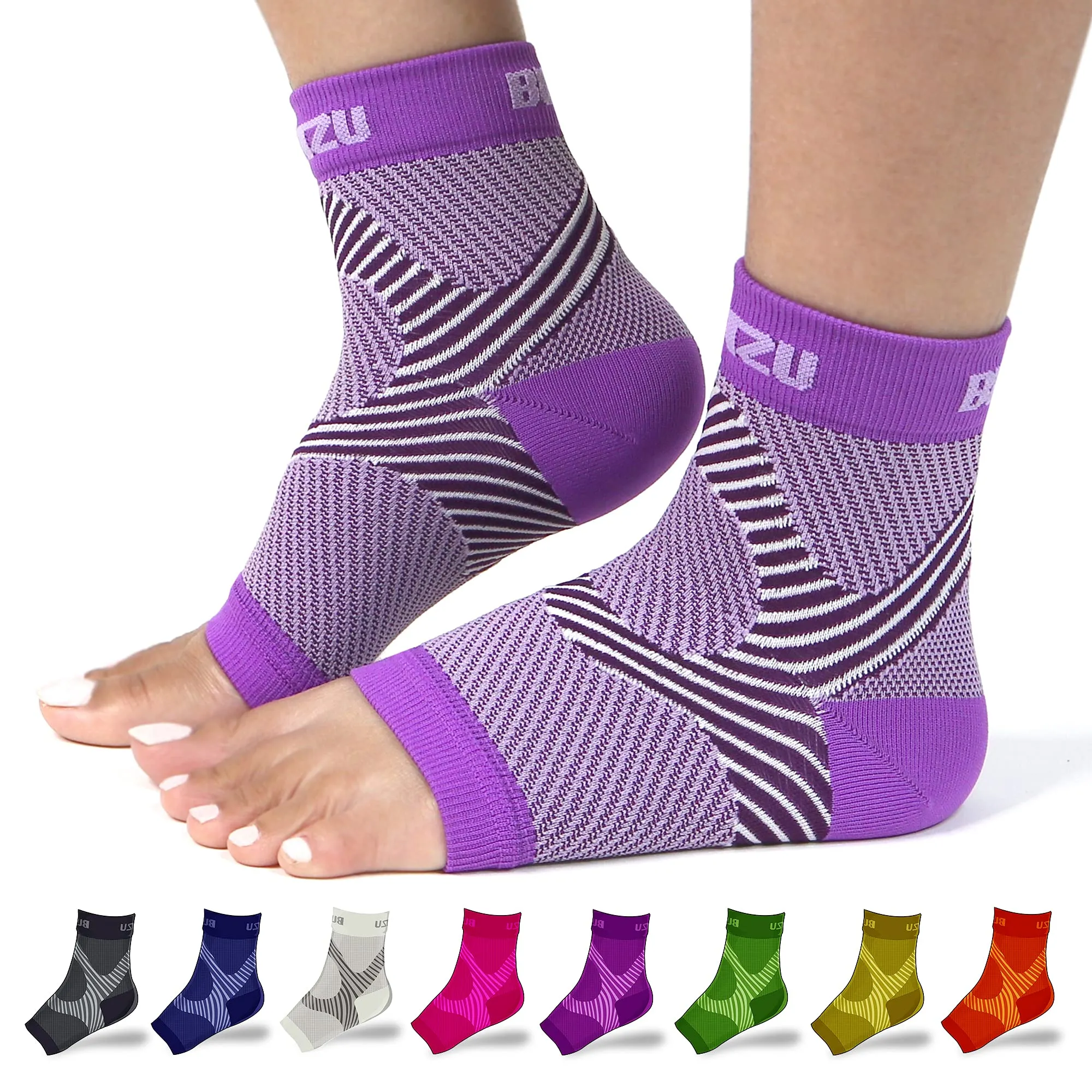 BLITZU Planter Fasciated Socks Ankle Sleeve Compression Support Foot Wraps for Pain Foot Pain Relief Products for Womens Plantar Fasciitis Socks Mens Socks Plantar Fasciitis Treatment Purple L-XL Large/X-Large (1 Pair)