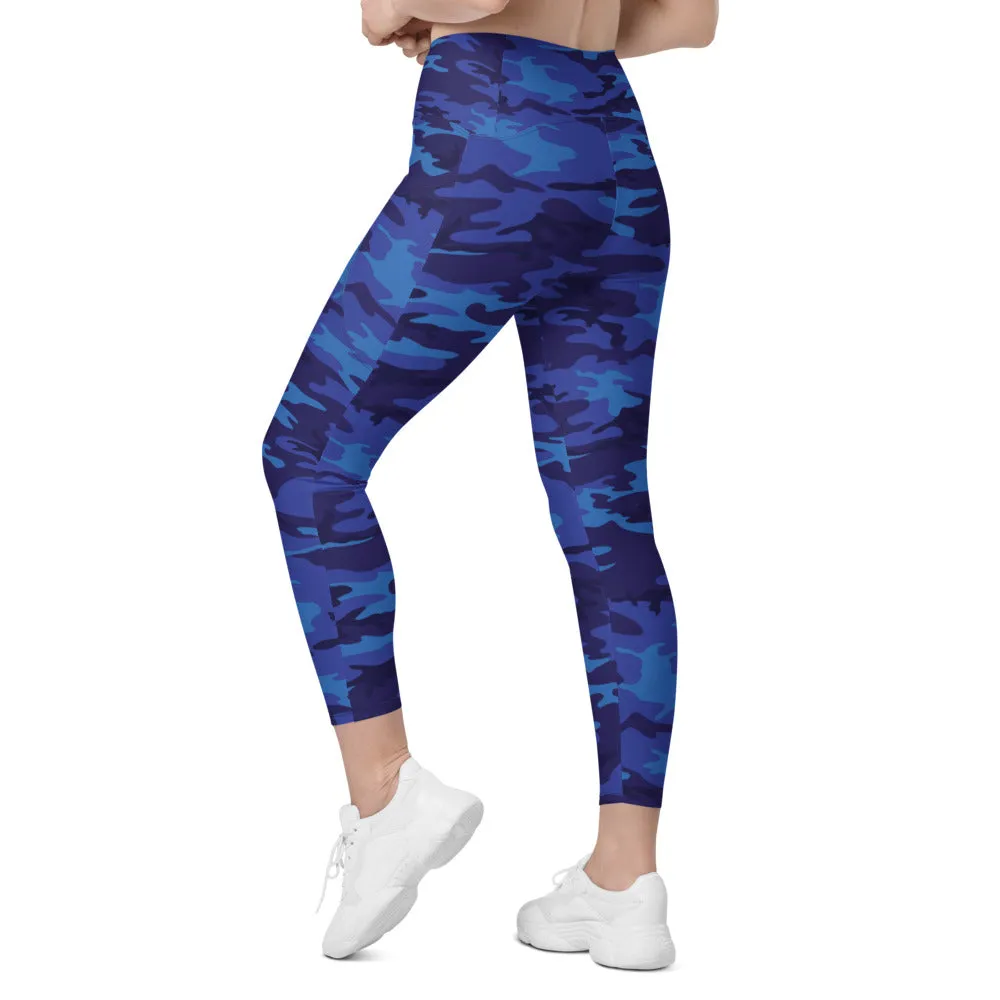 Blue Camo Leggings with Pockets