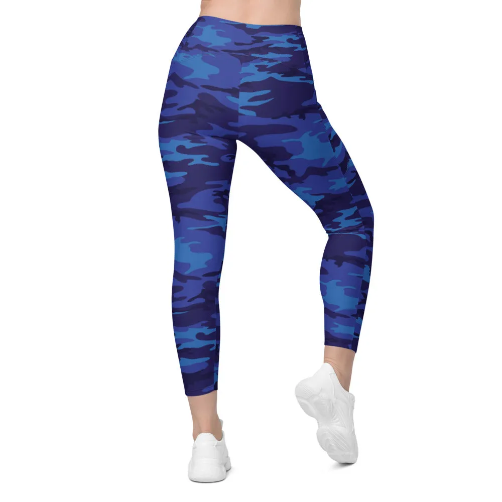 Blue Camo Leggings with Pockets