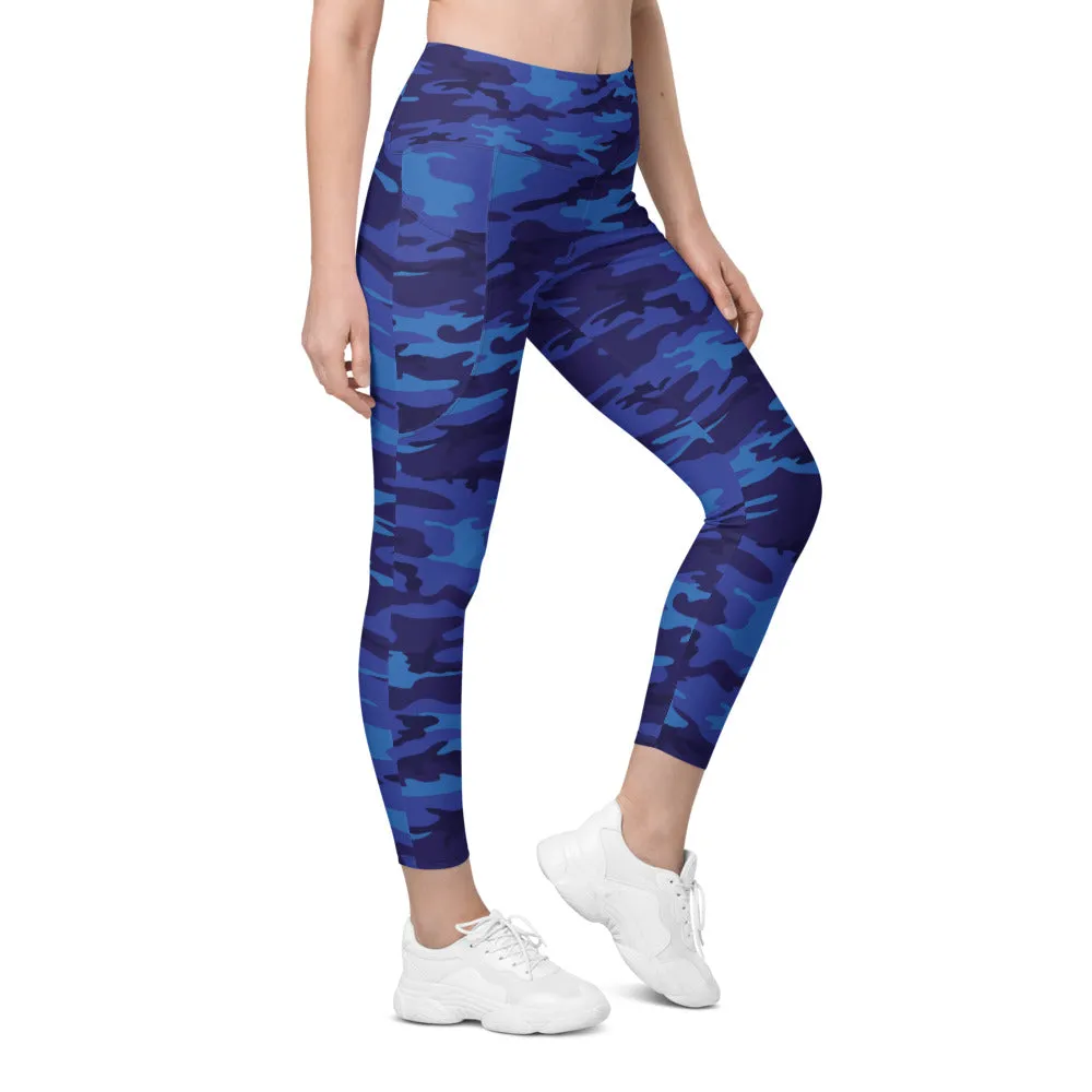 Blue Camo Leggings with Pockets