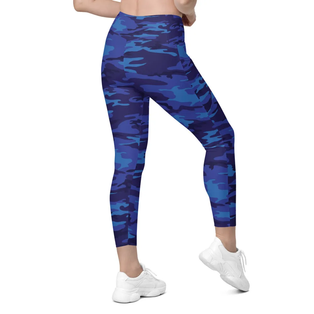 Blue Camo Leggings with Pockets