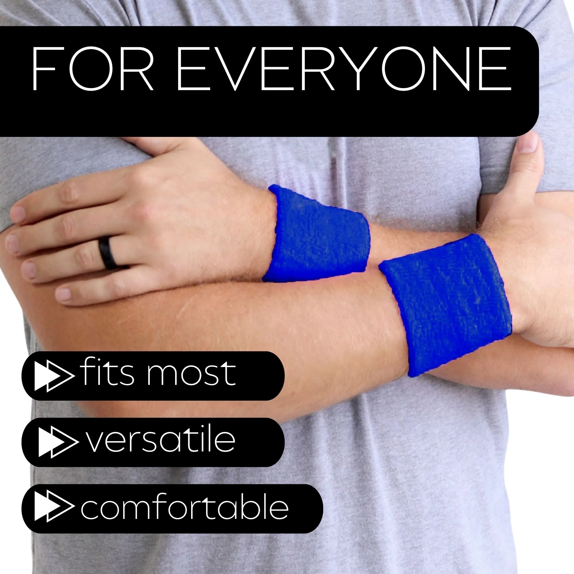 Blue Wrist Sweatbands - 2 Pack