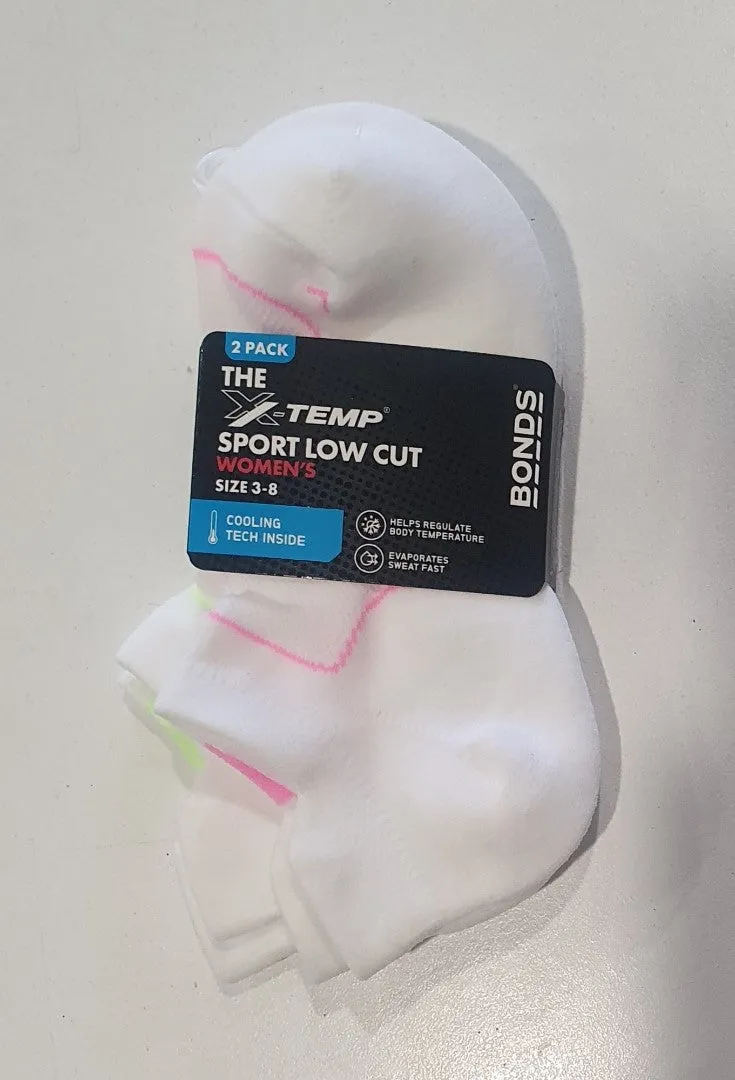 Bonds Ladies 2 Pack Socks - The X-Temp Sport Low Cut