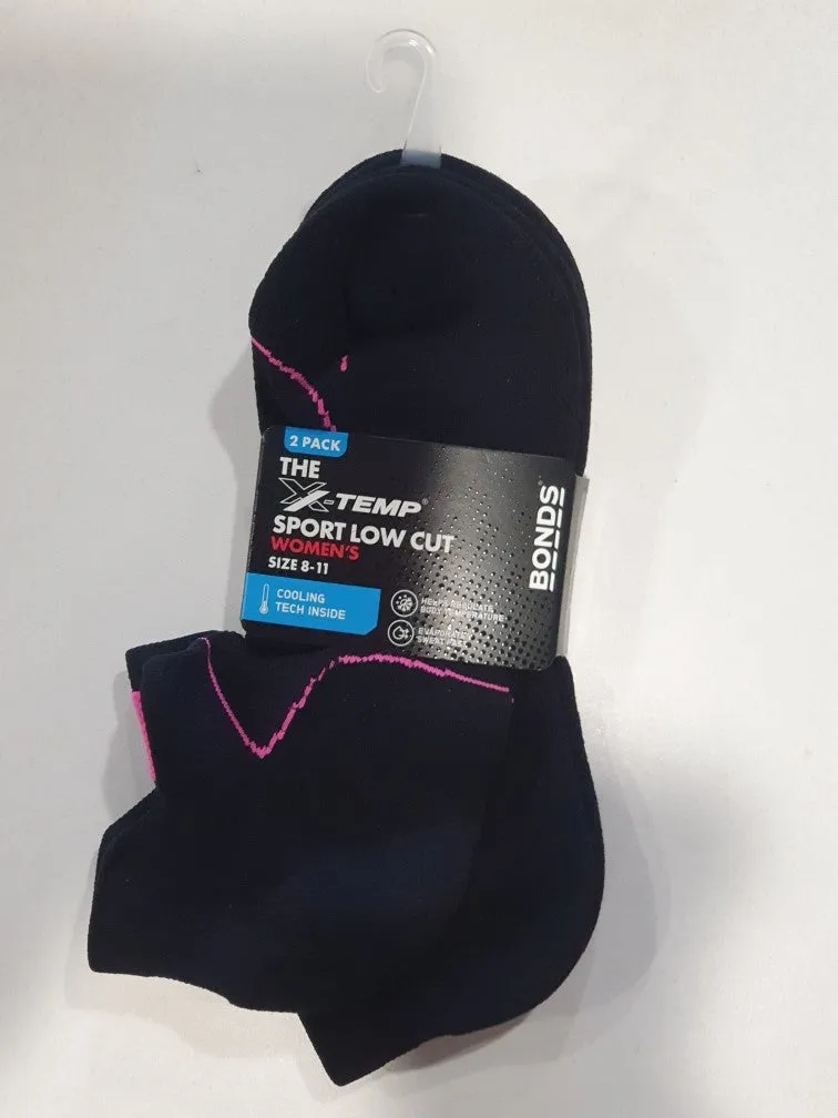 Bonds Ladies 2 Pack Socks - The X-Temp Sport Low Cut
