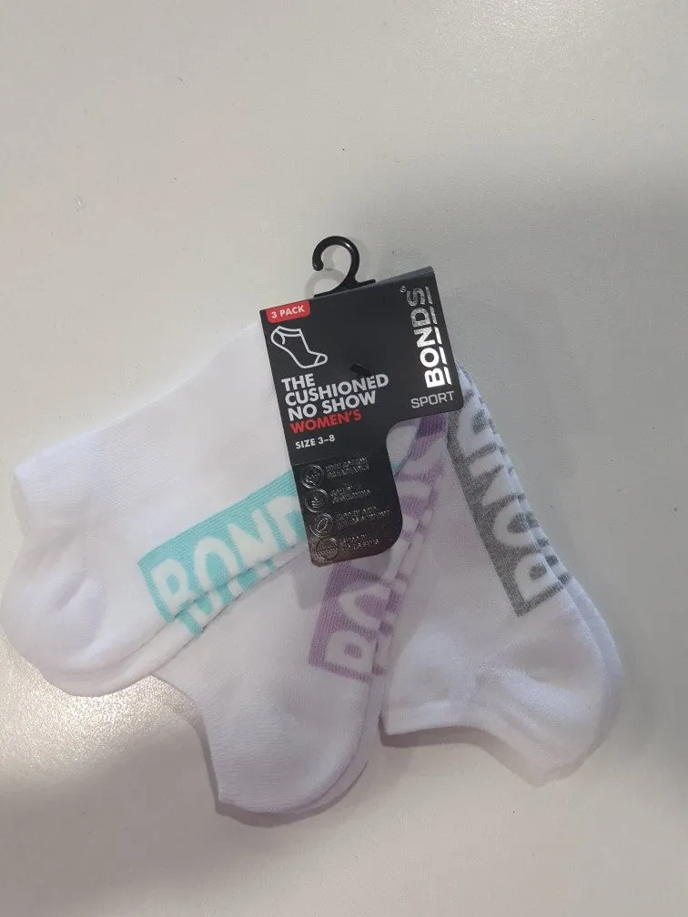 Bonds Ladies  3 Pack Socks - The CUSHIONED No Show