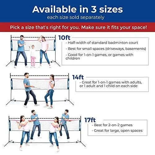 Boulder Portable Badminton Net Set - 10-Ft Net for Tennis, Soccer Tennis, Pickleball, Kids Volleyball - Easy Setup Nylon Sports Net with Poles - for Indoor or Outdoor Court, Beach, Driveway
