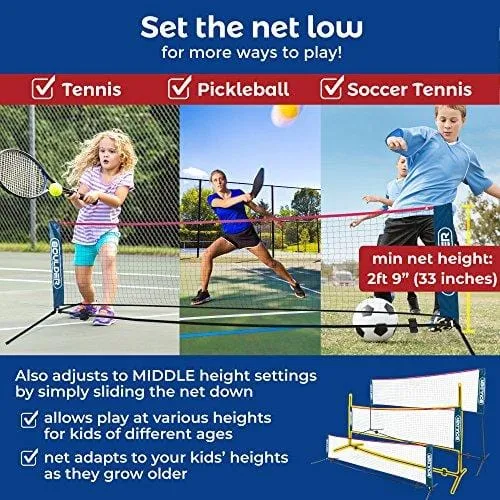 Boulder Portable Badminton Net Set - 10-Ft Net for Tennis, Soccer Tennis, Pickleball, Kids Volleyball - Easy Setup Nylon Sports Net with Poles - for Indoor or Outdoor Court, Beach, Driveway