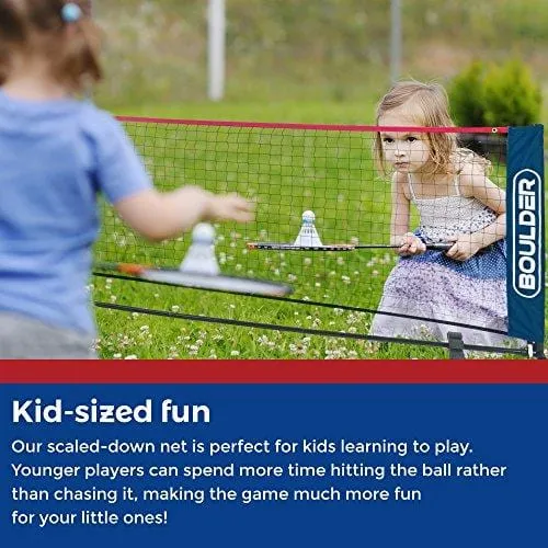 Boulder Portable Badminton Net Set - 10-Ft Net for Tennis, Soccer Tennis, Pickleball, Kids Volleyball - Easy Setup Nylon Sports Net with Poles - for Indoor or Outdoor Court, Beach, Driveway
