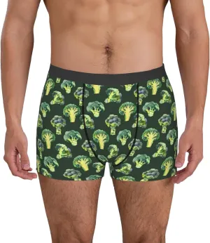Broccoli Print Boxer Briefs For Men Breathable Underwear-