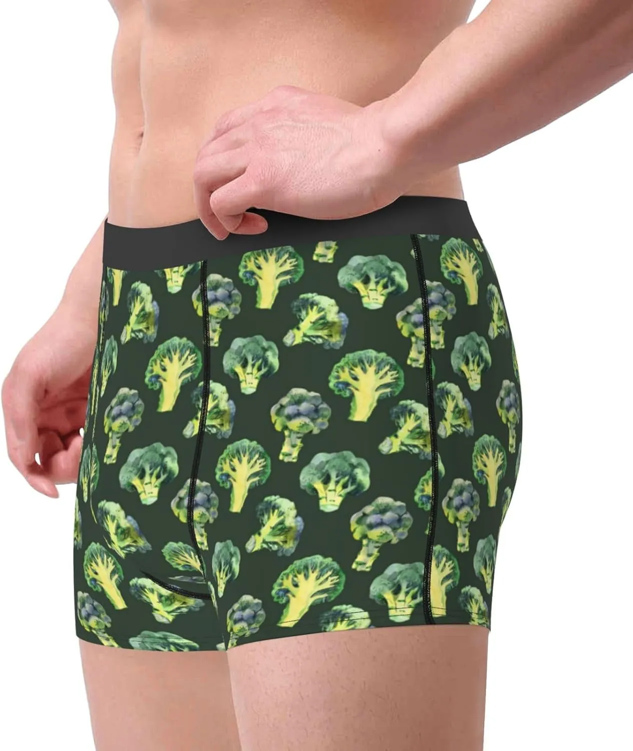 Broccoli Print Boxer Briefs For Men Breathable Underwear-