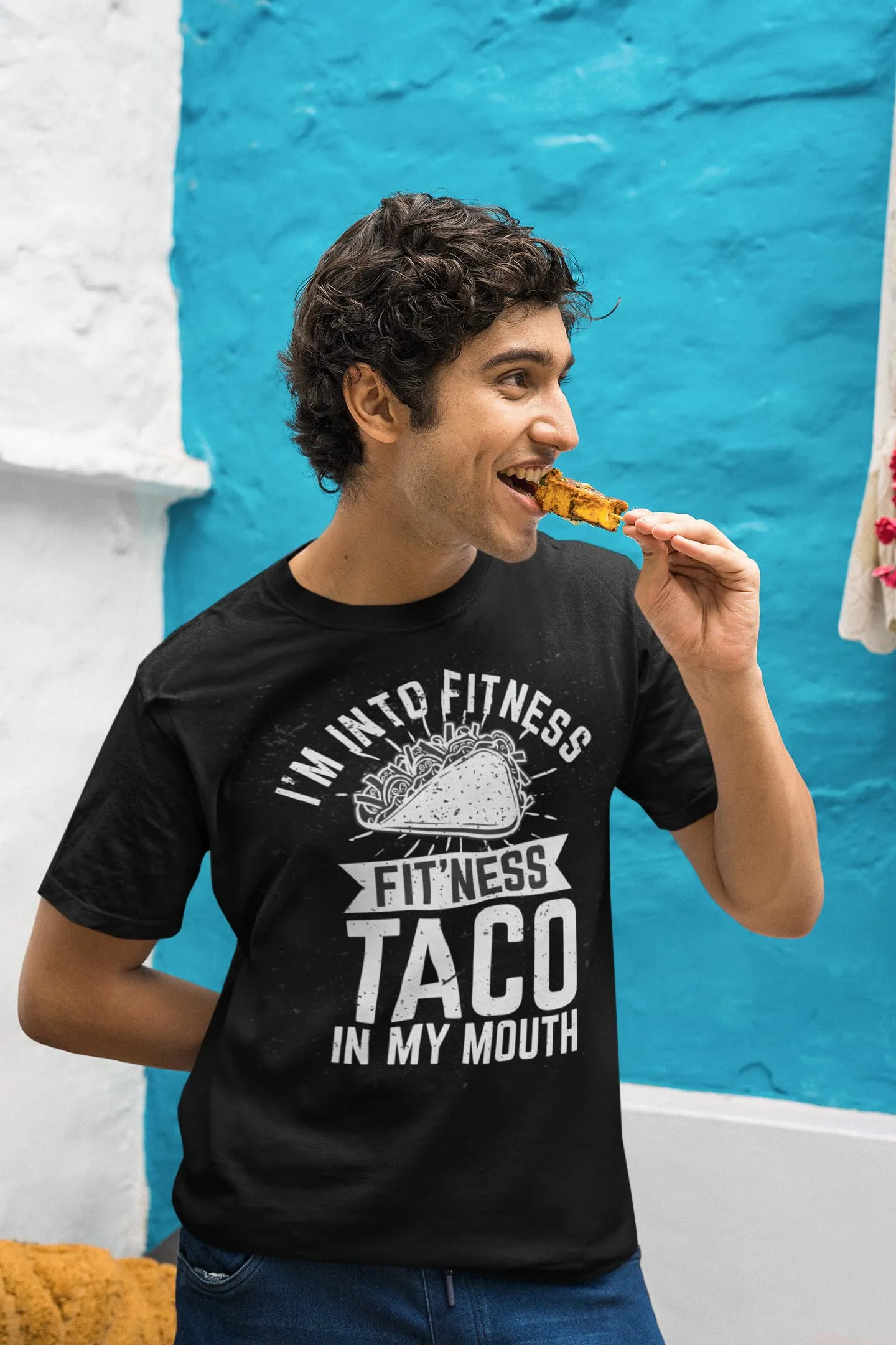 BROOKLYN VERTICAL I'm Into Fitness Fit'ness Taco in My Mouth| Funny Sarcastic Gym Adult Humor Short Sleeve T-Shirt