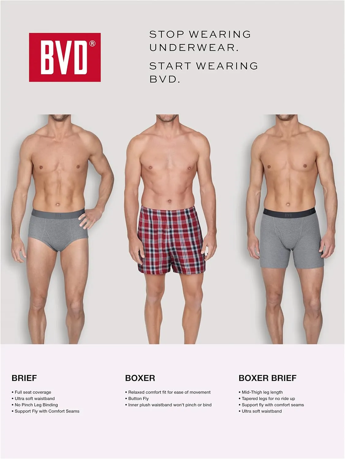 BVD Mens Modal Blend Underwear (Breathable & Sustainable Fabric)