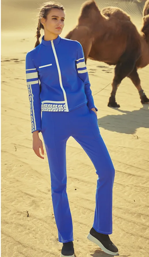 CAGGEEN WOOL TRAINING TRACK JACKET IN BLUE WHITE