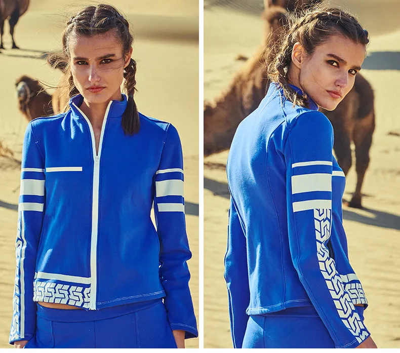 CAGGEEN WOOL TRAINING TRACK JACKET IN BLUE WHITE