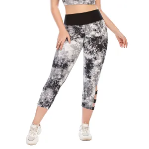 Capri Pants for Women Plus Size Yoga Leggings Tie Dye