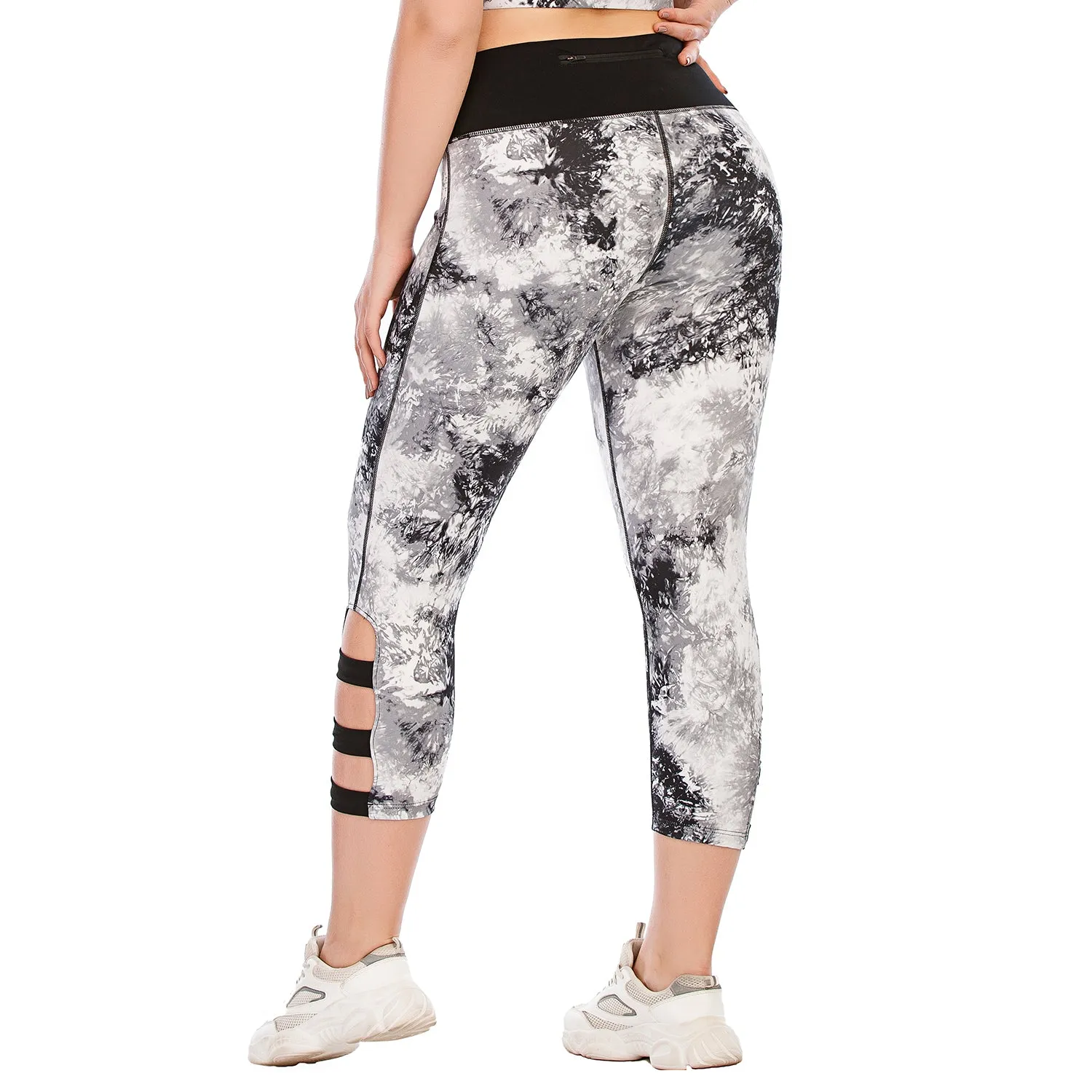 Capri Pants for Women Plus Size Yoga Leggings Tie Dye