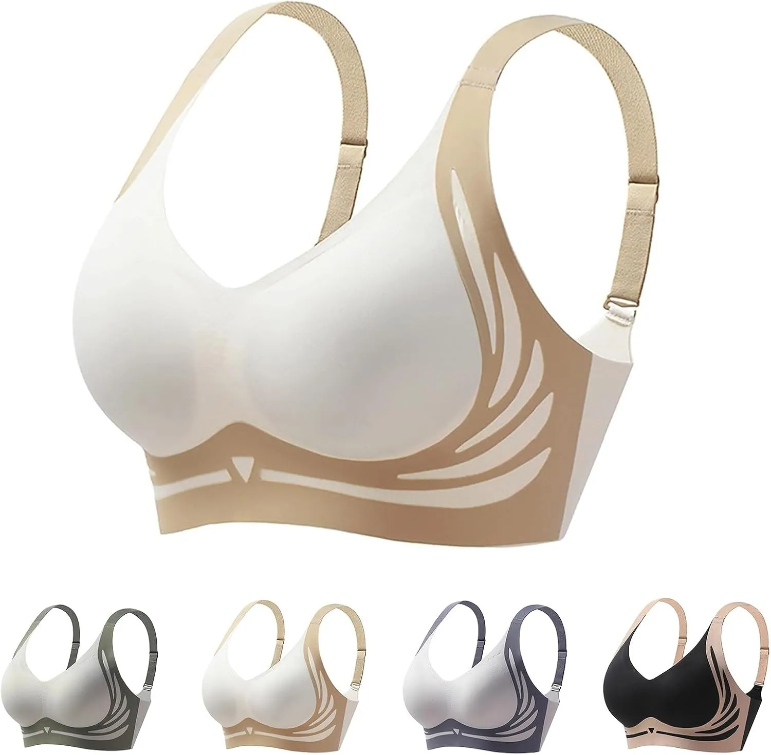 Caralush Lushfitting Powerful Push-Up Seamless Bra,Anti-Sagging Super Gather Bra Wireless Pushup Bra,Camixs Bra