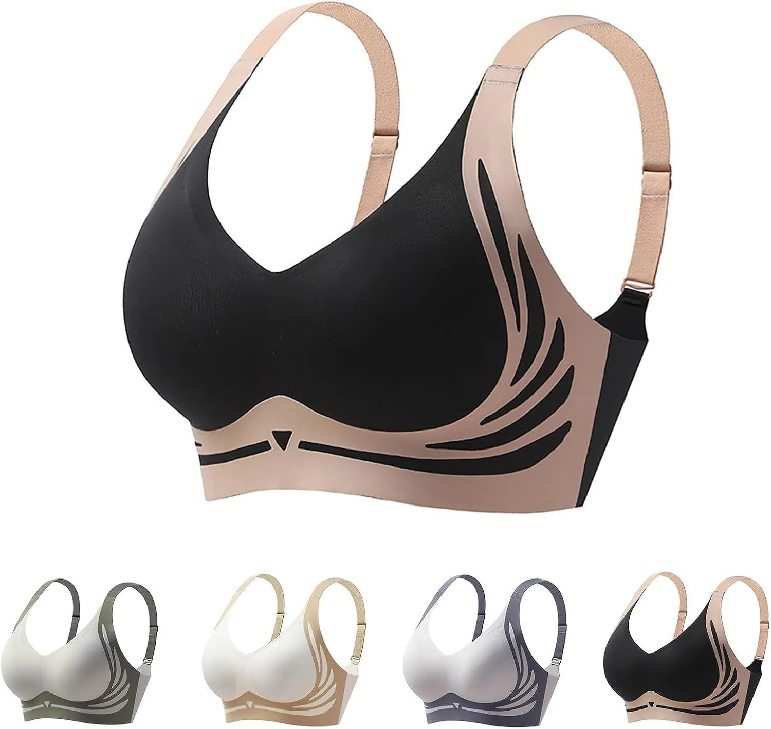 Caralush Lushfitting Powerful Push-Up Seamless Bra,Anti-Sagging Super Gather Bra Wireless Pushup Bra,Camixs Bra