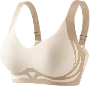 Caralush Pushup Bra, Lifting Bras for Sagging Breasts Super Gather Bra Wireless Push-Up Bra for Women Everyday Women's Wireless Bra with Seamless Smooth Comfort Wirefree T Shirt Bra XX-Large