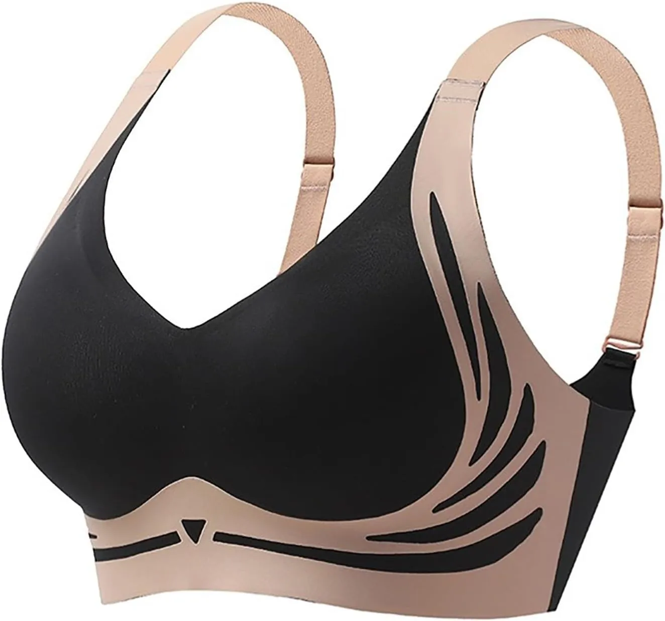 Caralush Pushup Bra, Lifting Bras for Sagging Breasts Super Gather Bra Wireless Push-Up Bra for Women Everyday Women's Wireless Bra with Seamless Smooth Comfort Wirefree T Shirt Bra XX-Large