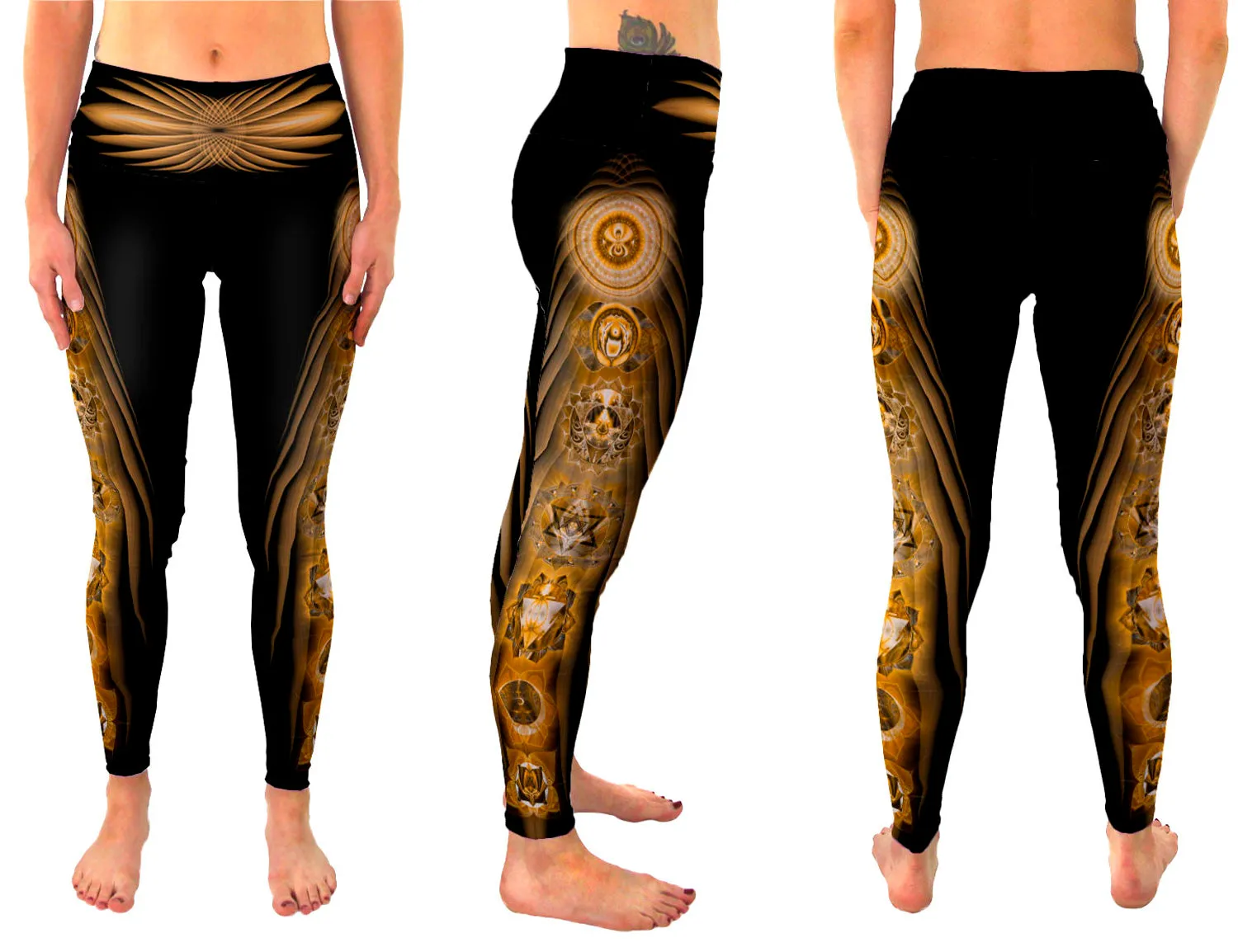 Chakra Yoga Pants | Chakra Leggings | Recycled Leggings Golden Chakras