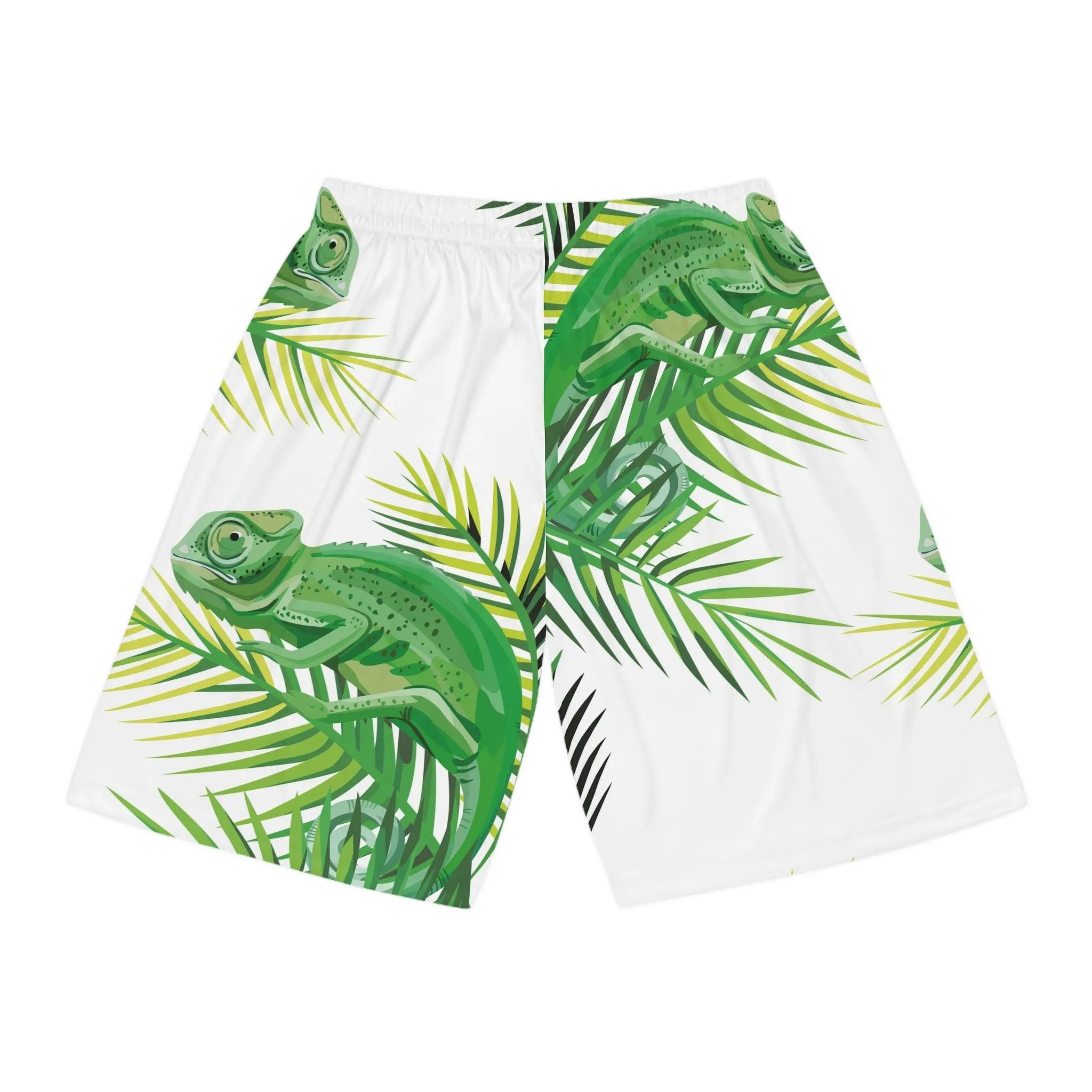 Chameleons on Banana Leaves Basketball Shorts