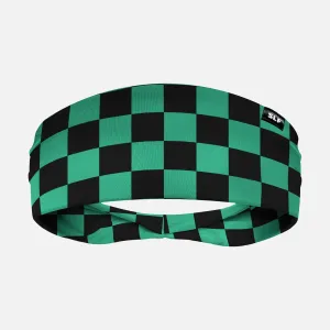 Checkered Teal Black Headband