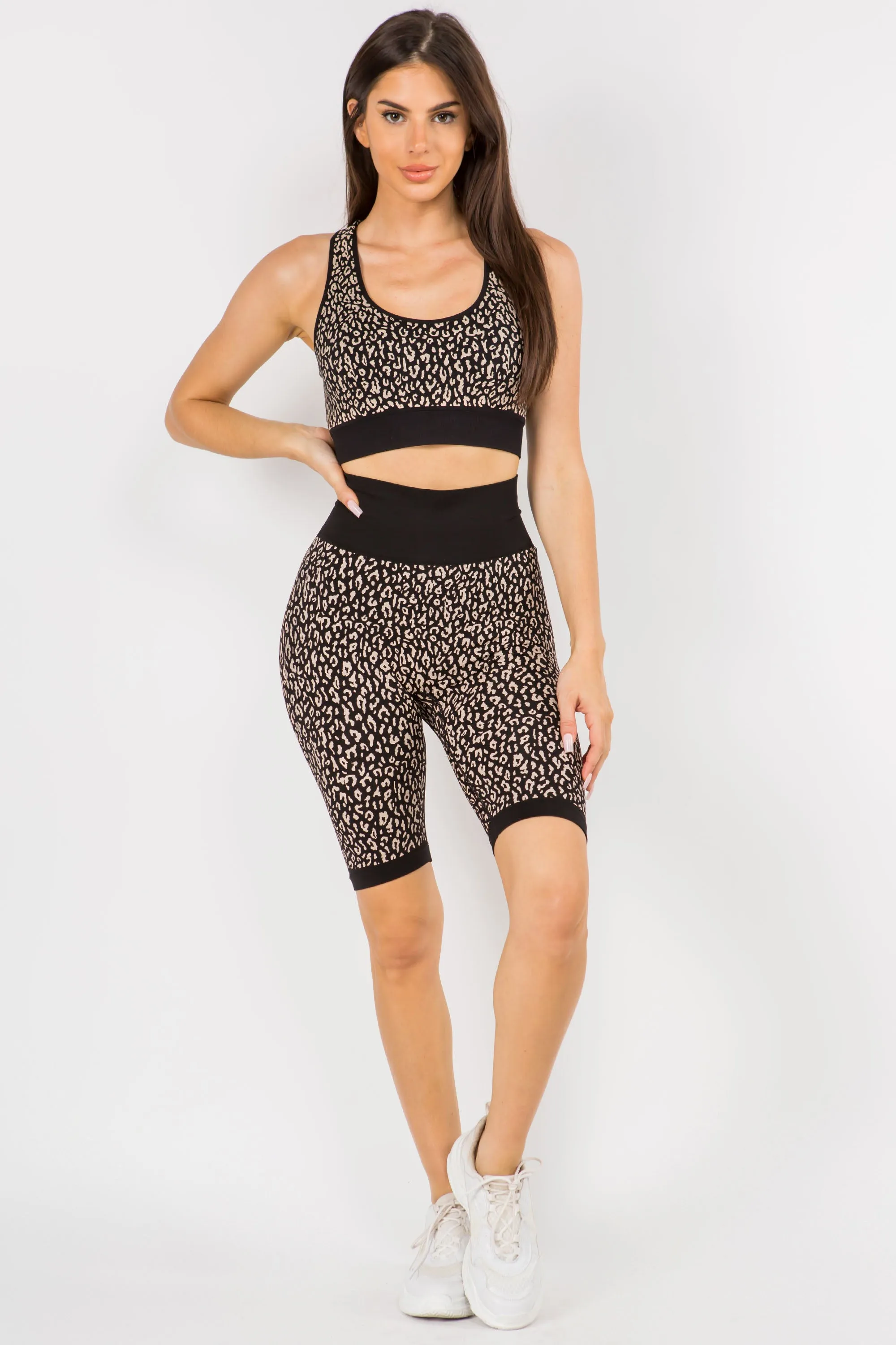 Cheetah Seamless Biker Short Set