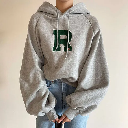christmas outfit Sonicelife Oversized Embroidery Street Hoodie