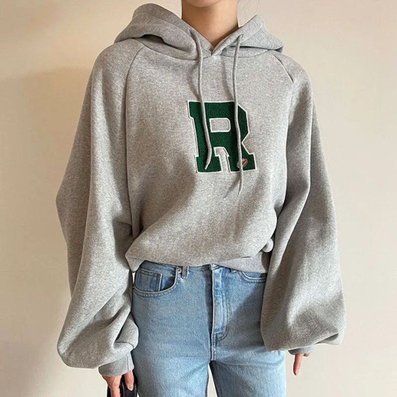 christmas outfit Sonicelife Oversized Embroidery Street Hoodie