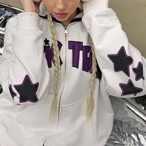 christmas outfit Sonicelife Street Stars Alphabet Oversized Hoodie
