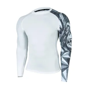 Classic White Long Sleeve UPF50 Rashguard for Men - King Kong Style