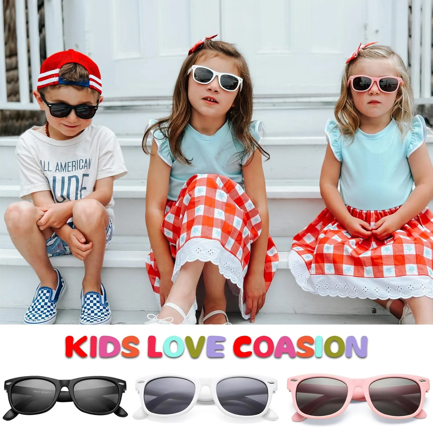 COASION Kids Polarized Sunglasses TPEE Rubber Flexible Shades for Girls Boys Age 3-9
