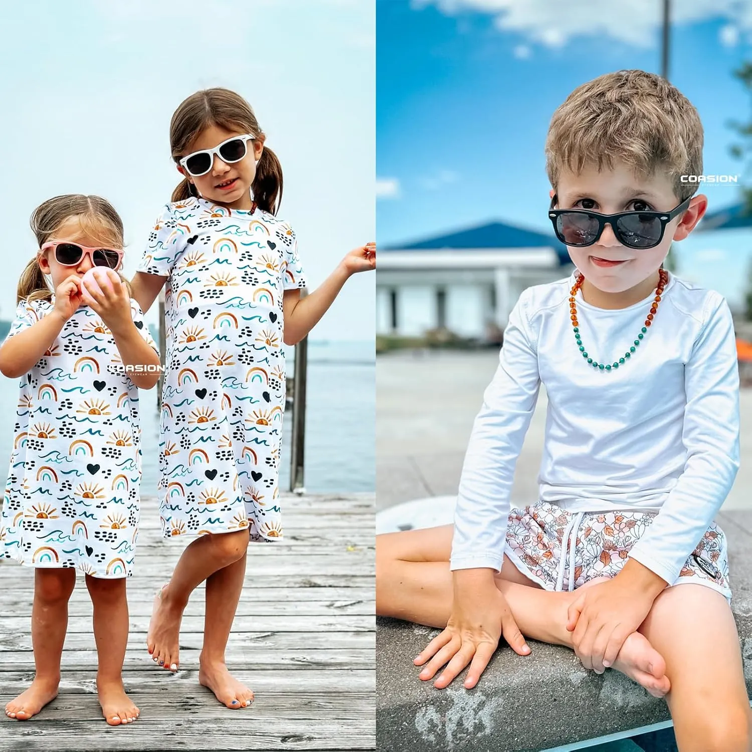 COASION Kids Polarized Sunglasses TPEE Rubber Flexible Shades for Girls Boys Age 3-9