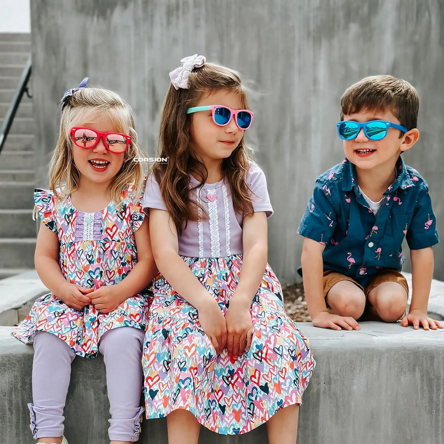 COASION Kids Polarized Sunglasses TPEE Rubber Flexible Shades for Girls Boys Age 3-9