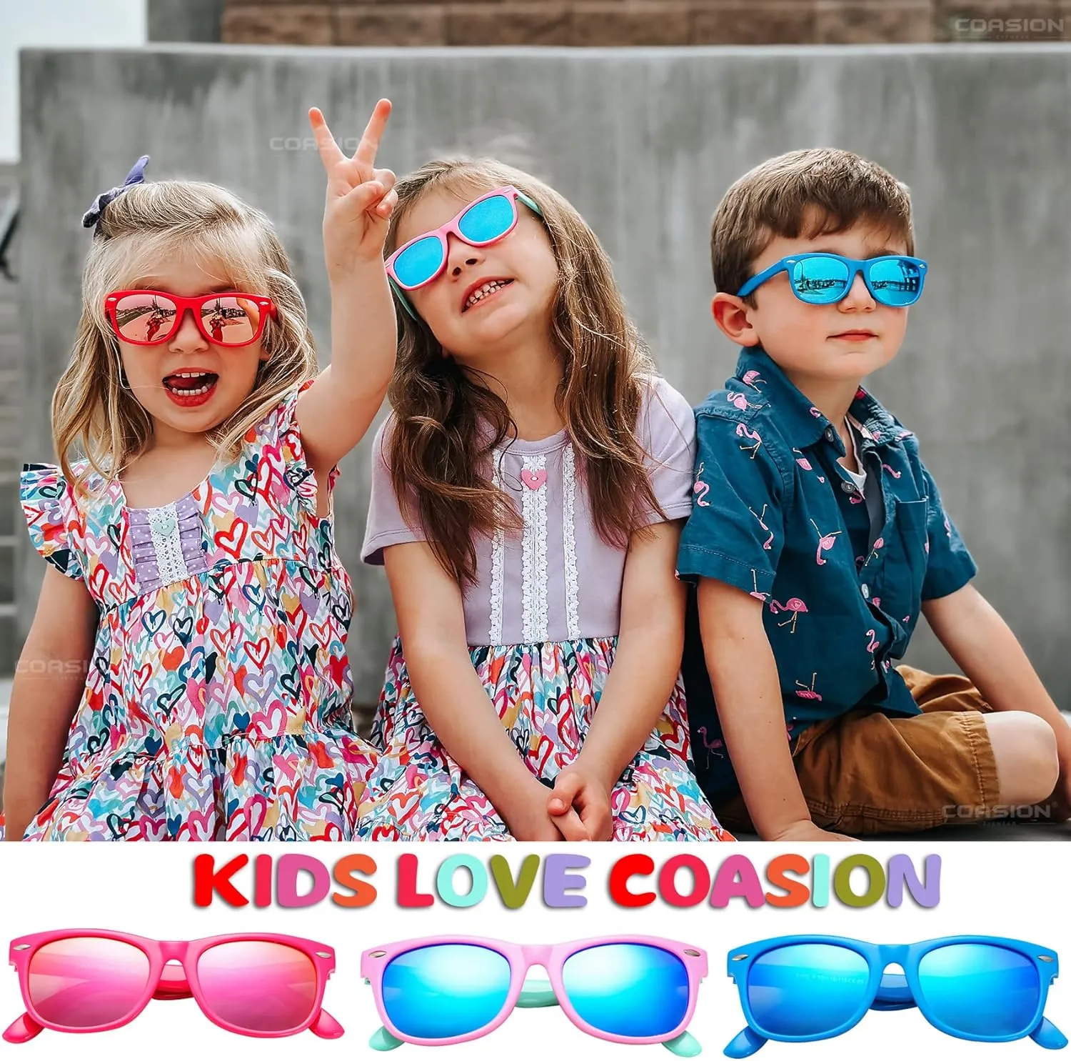 COASION Kids Polarized Sunglasses TPEE Rubber Flexible Shades for Girls Boys Age 3-9
