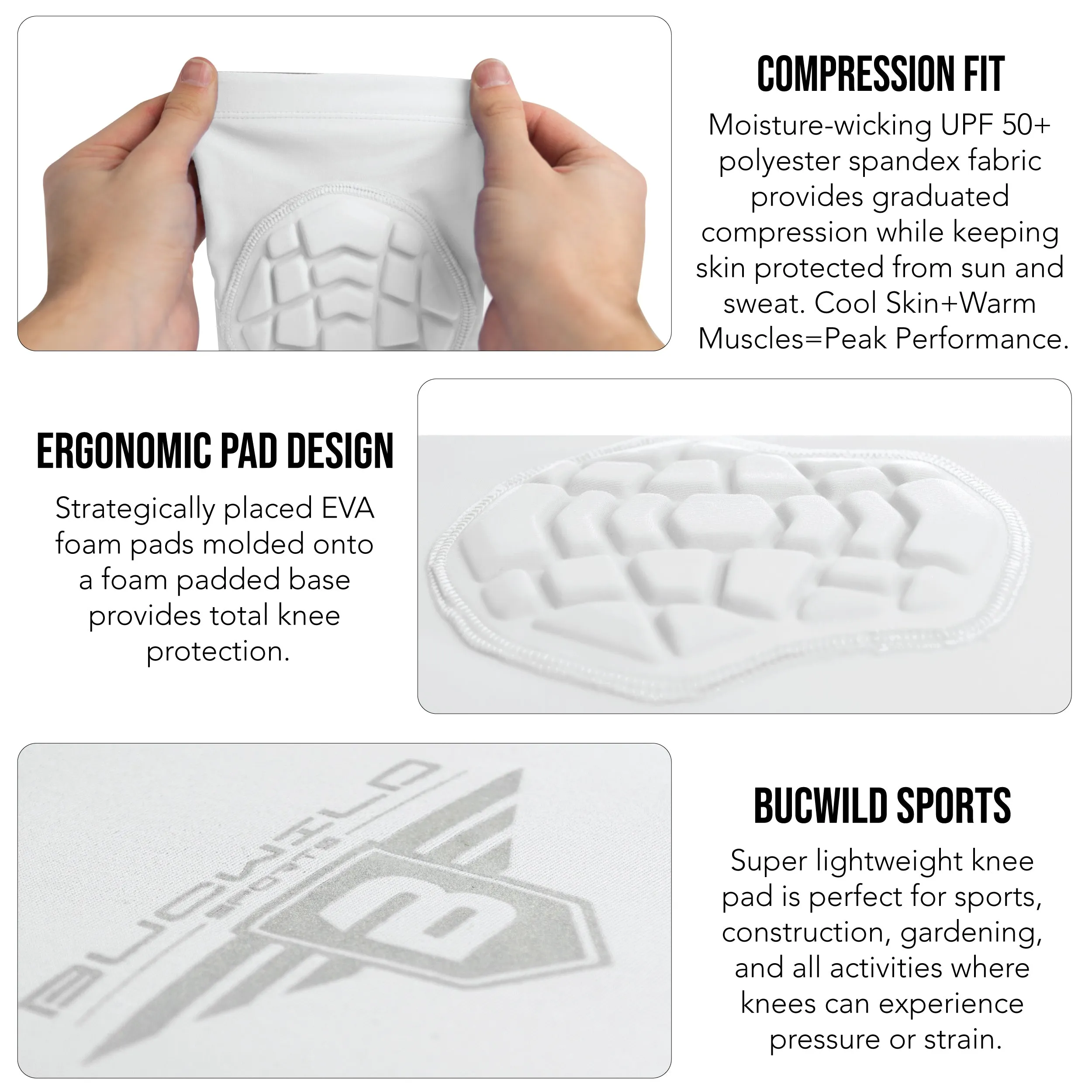 Compression Knee Pads - White