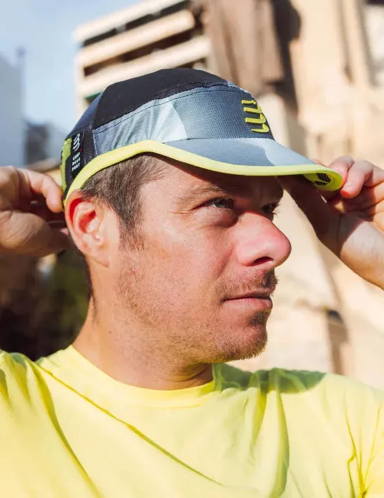 Compressport Unisex's Pro Racing Cap - Black/White/Safety Yellow