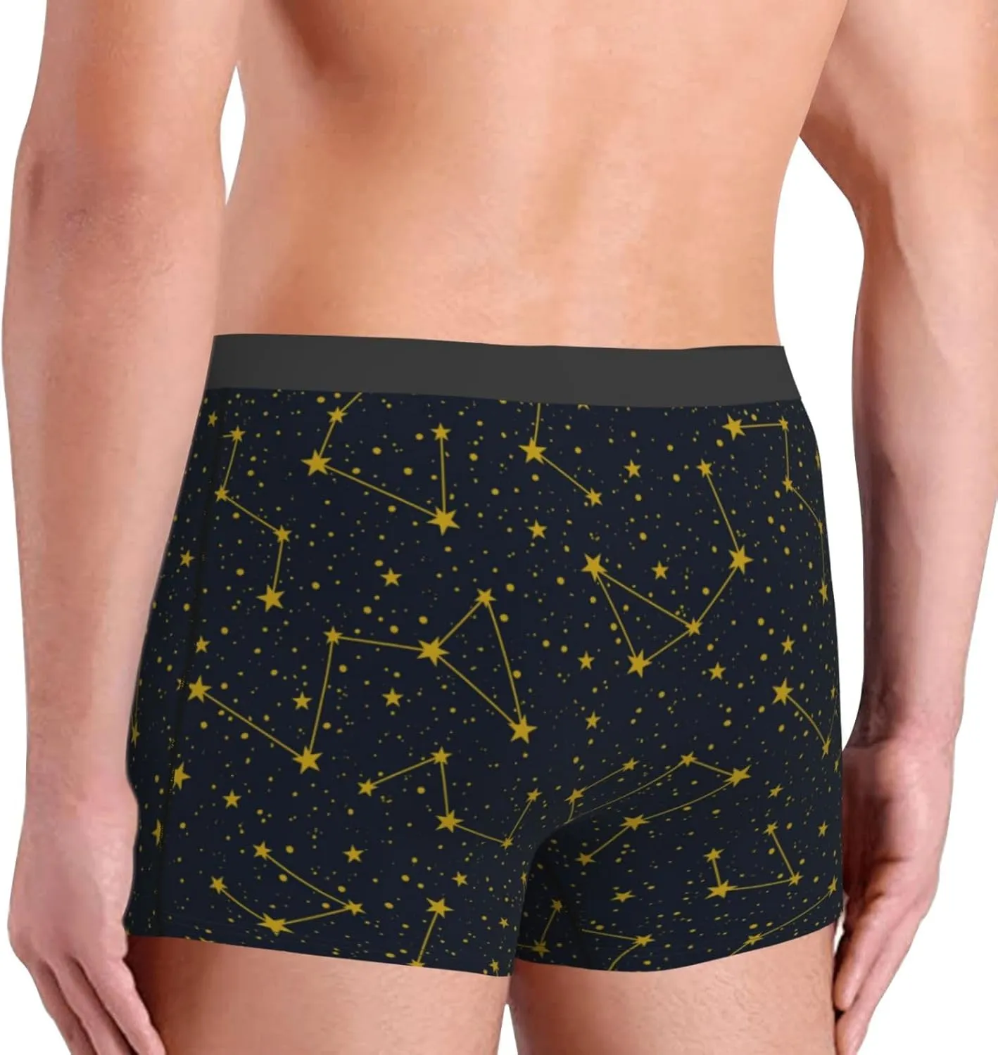Constellation Print Boxer Briefs For Men Breathable Underwear-