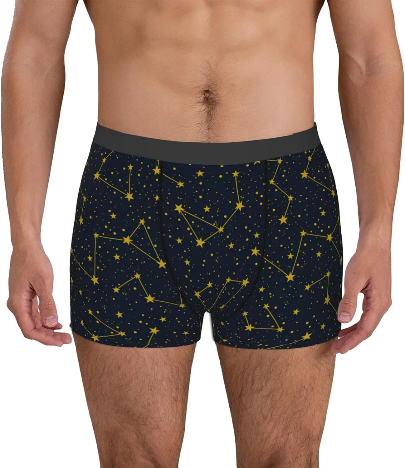 Constellation Print Boxer Briefs For Men Breathable Underwear-
