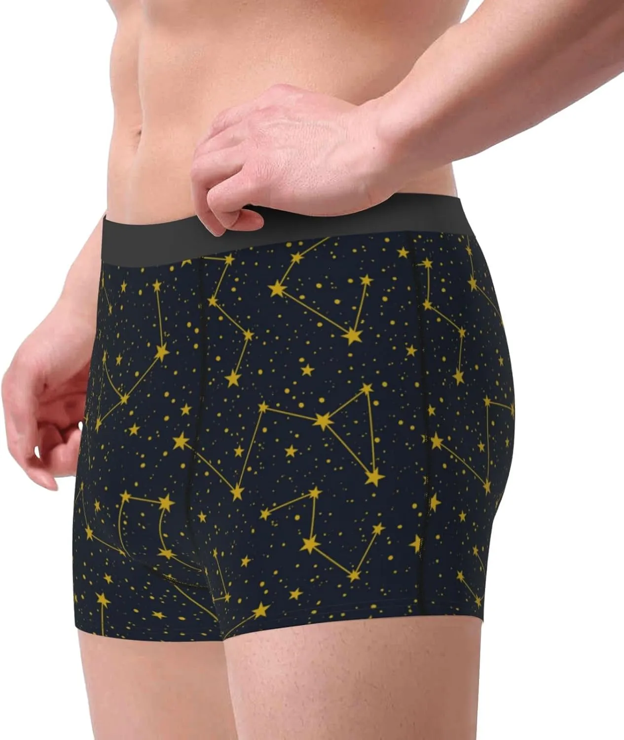 Constellation Print Boxer Briefs For Men Breathable Underwear-