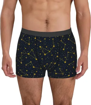 Constellation Print Boxer Briefs For Men Breathable Underwear-