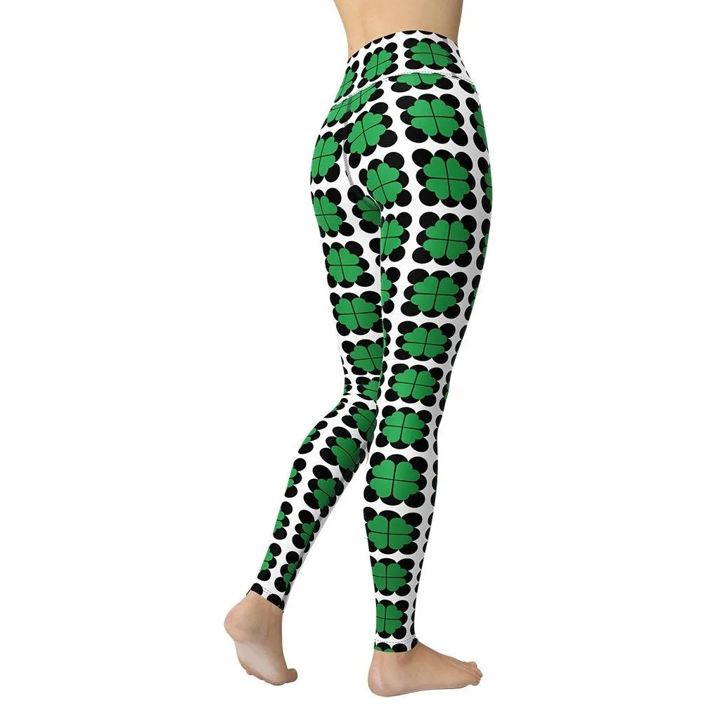 Cool Shamrock Pattern Yoga Leggings