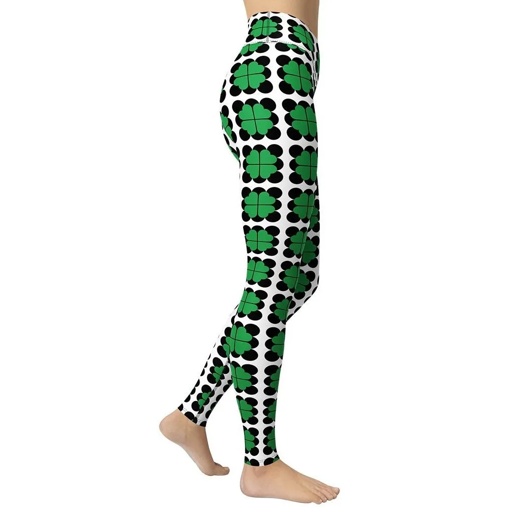 Cool Shamrock Pattern Yoga Leggings