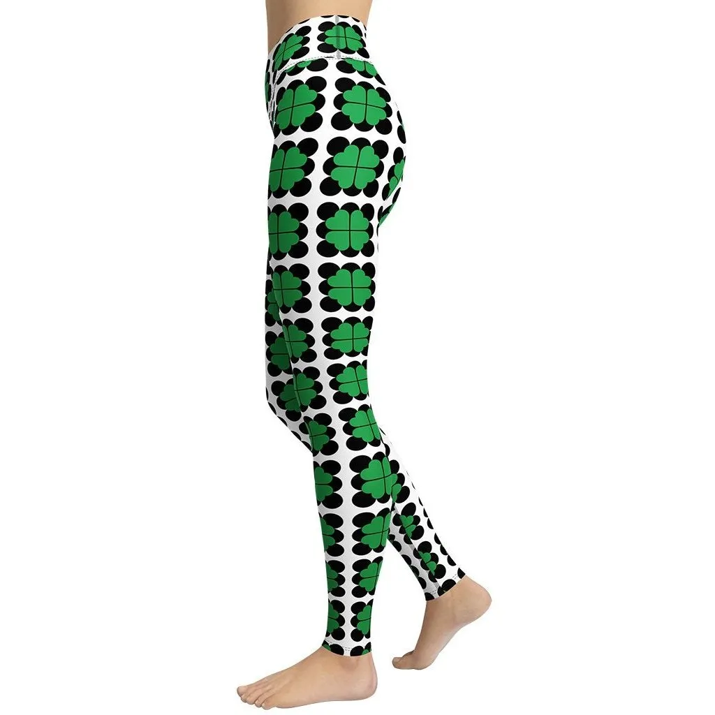 Cool Shamrock Pattern Yoga Leggings