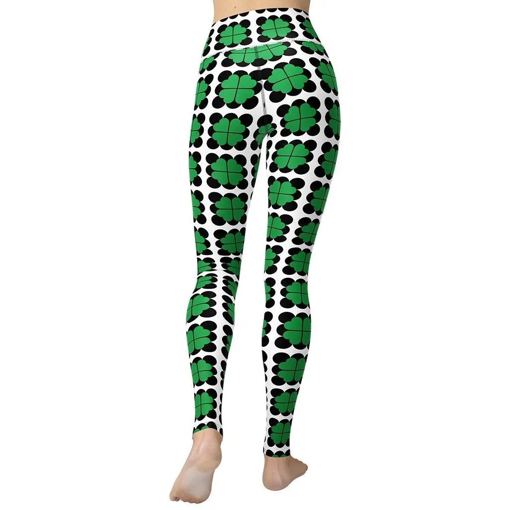 Cool Shamrock Pattern Yoga Leggings