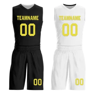 Corporate Gifts,Custom Black White Classic Style Reversible Basketball Uniform Personalized BBJR-D017048